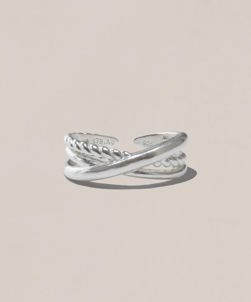 47Bag 925 Silver Triple Twist Open Ring Jeva
