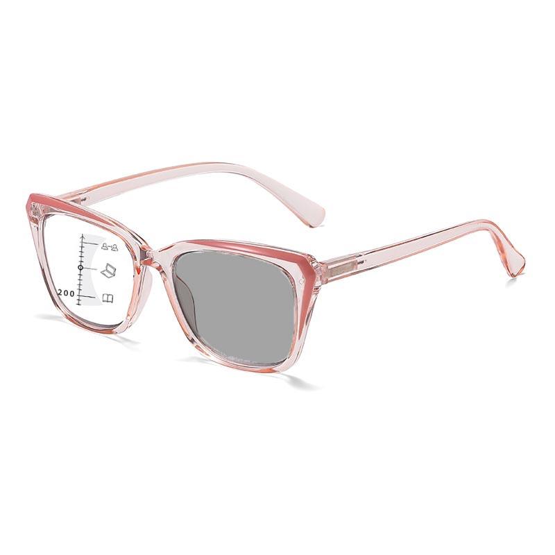Transparent Frame Pochromic Multifocal Reading Glasses for Women Men Fashion Progressive Anti Blue Light Presbyopia Glasses