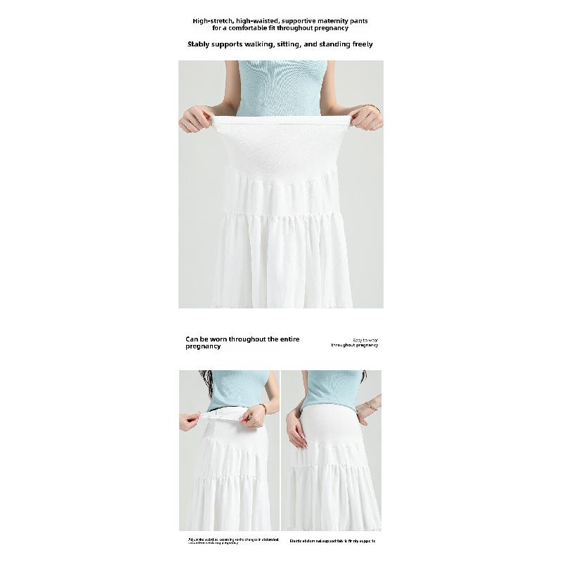 Maternity Skirt for Summer, Women's Mid-length Loose-fitting Slimming Flared Skirt with High Waist