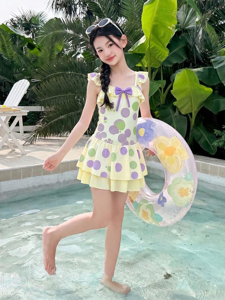 Girls' Sports Swimsuit with Princess Skirt Style