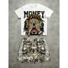 Fashion Letter Pattern Printed Men's T-shirt and Shorts 2 Piece Set Summer Casual Outfit for Men's and Women's Clothing Top