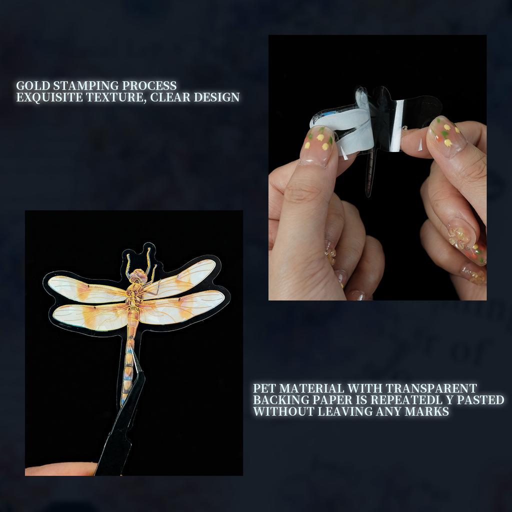 Transparent Laser Shining Dragonfly Stickers Waterproof Decals For Phone Laptop Water Bottle Room Decoration Sticker