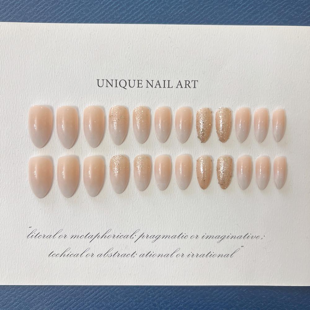 Nude Gradient Glitter Sequin Almond Press-On Nails
