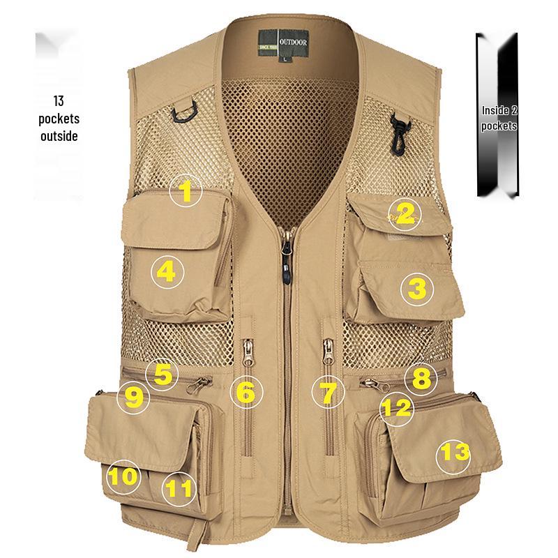 Men's Breathable Mesh Sleeveless Vest - Outdoor Summer Workwear with Custom Print Option
