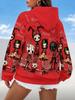 Lazy Women's Hoodie with Scary Cartoon Characters On Hoodie Women's Hooded Pullover Sweatshirt Fashionable Top