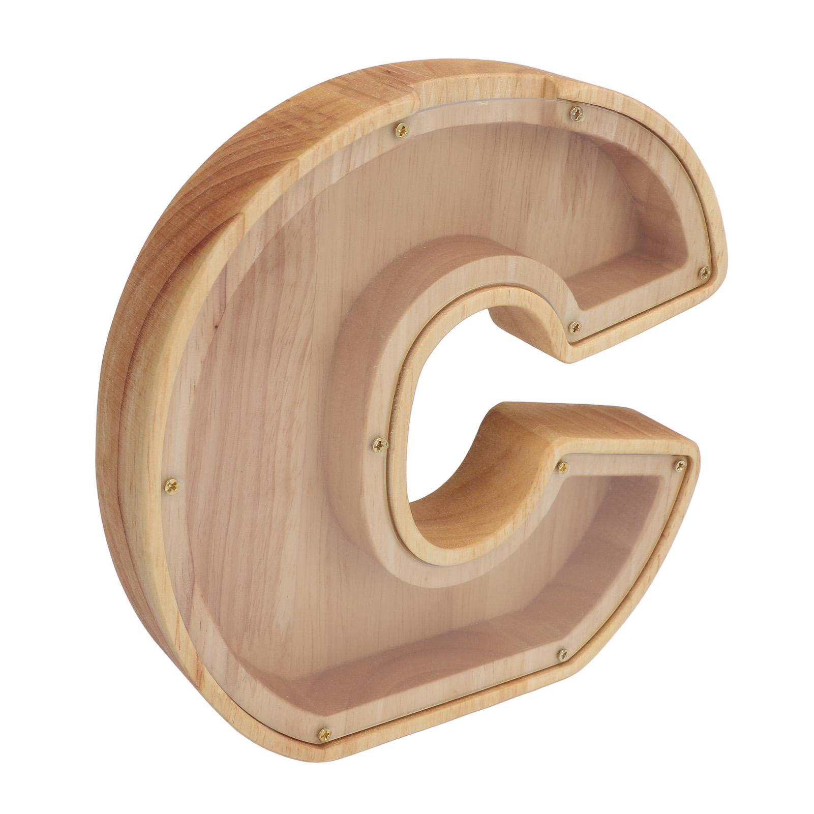 

Буква Копилка 18x18x3см Форма C Деревянная Коробка для Денег Прозрачная Акриловая Панель Персонализированные Сбережения