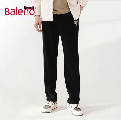Baleno Men's Chenille American Style Letter Straight-Leg Pants