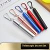 1Pc Portable Three-Section Folding Telescopic Straw Set