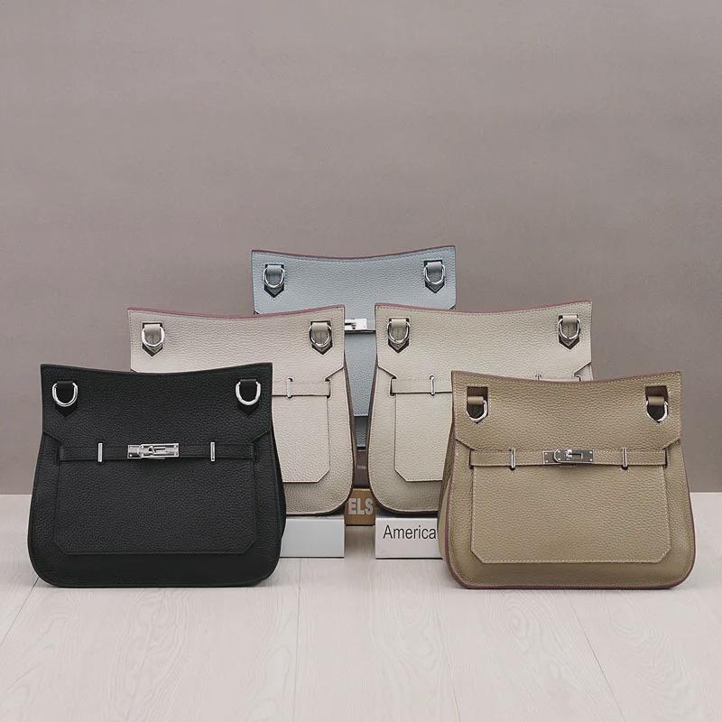 Leder Platinum Lock Tasche - Rindsleder mit Lychee-Narbenmuster Schulter- & Messenger-Stil