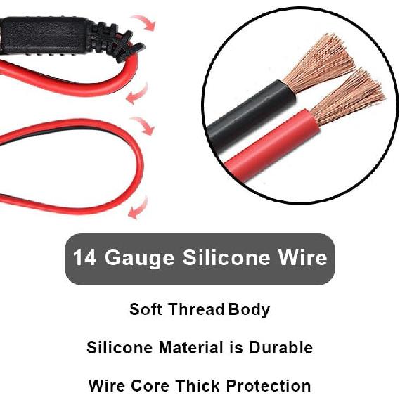 Wadoy 2 Pin Quick Disconnect Wire Harness SAE Connector 14 Gauge Heavy Duty Hight Capacity Battery Cable 10'' Leads(5 Pack)