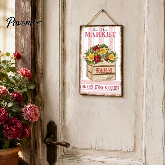 Farmhouse Wall Art Summer Wooden Hanging Sign, Welcome Sign Front Door Decor with Party Supplies Rope, Colorful Hanger for Seasonal Beach House Ready