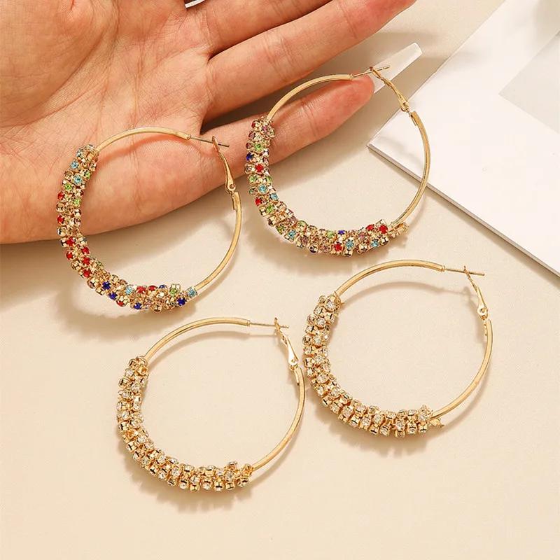 Colored Zircon Simple Hoop Earrings For Women Fashionable Personalized Daily Accessory Party  Birthday Anniversary Gifts