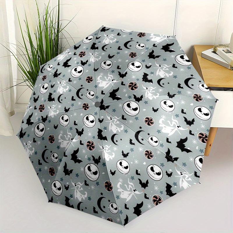 

Jack Skellington,Halloween Automatic Umbrella Tri fold Portable Umbrella, Best Holiday Gift for Men and Women, Durable Iron Frame, Playful