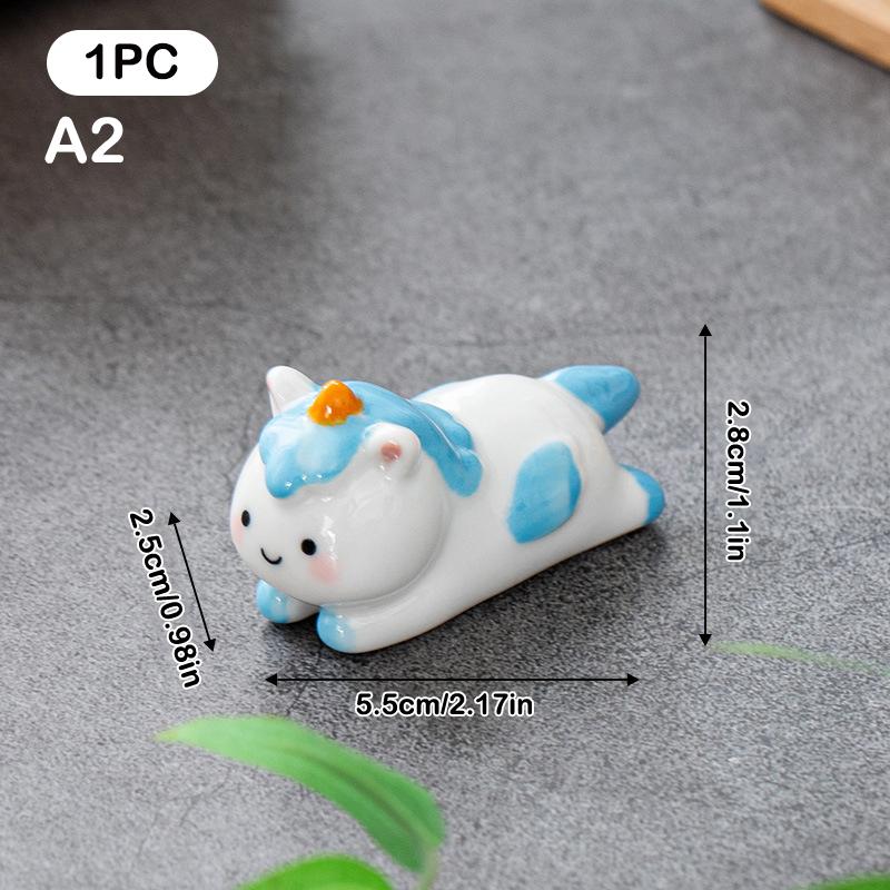 Cute Ceramic Horse Chopstick Rest Rack & Holders Spoon Fork Knife Stand Flatware Organizer Horse Year Ornaments Table Decor