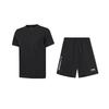 Round Neck Pullover Short Sleeve T-Shirt Solid Color Loose Versatile Shorts Casual Sports Suit Unisex Suit AHSUA49-2+YKSV149-1