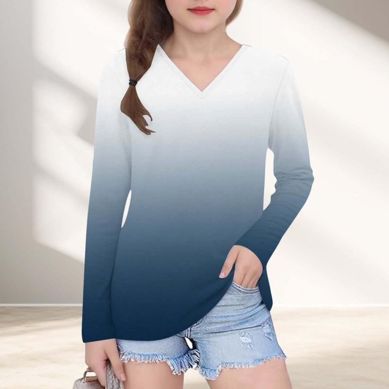 Womens V-Neck Long Sleeve Loose Fit T-Shirt With Polka Dot Print Casual Oversized Top Daily Wear