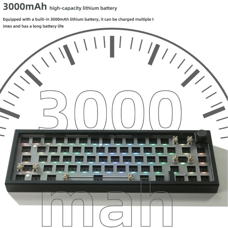 LMK66 Mechanical Keyboard Kit Convenient Switches Replacement 3Modes BT5/2.4Ghz/UsbC Hot swappable Backlights