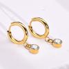 12 Colors Birthstone Huggie Earrings for Women, PVD Gold Color Tone Stainless Steel Brilliant AAA Cubic Zirconia Dangle Ear Clip