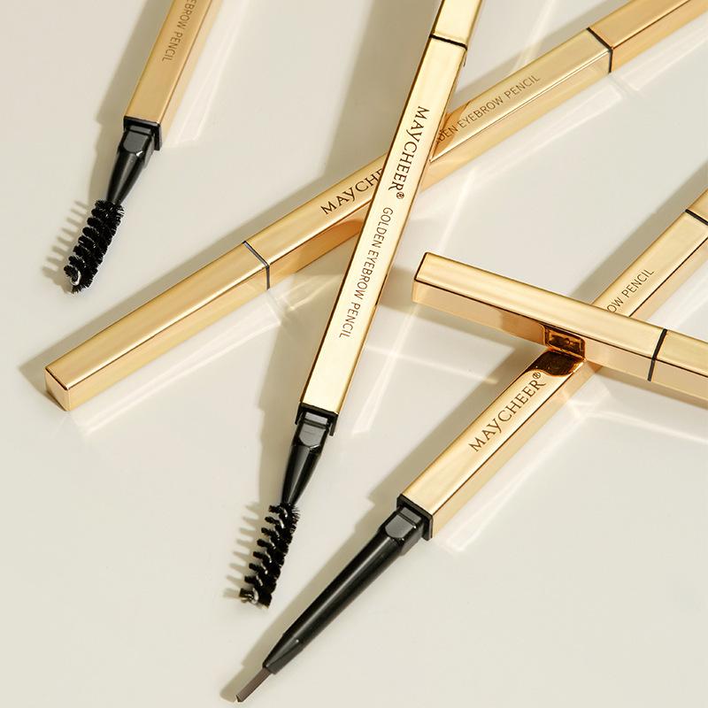 Little Gold Bar Double-Ended Eyebrow Pencil: Ultra-Fine, Waterproof, Sweatproof, Long-Lasting, No Smudge, Natural Misty Finish