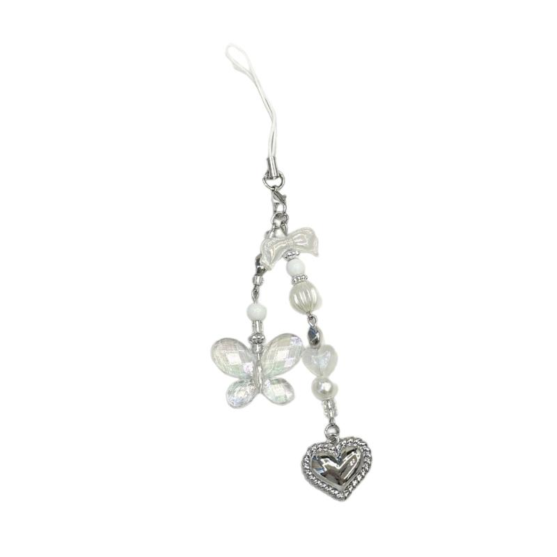 Unique Butterfly Beaded Mobile Phone Pendant Lanyard Embellishment Keychain Keyring Bag Accessory for Fashion Enthusiast