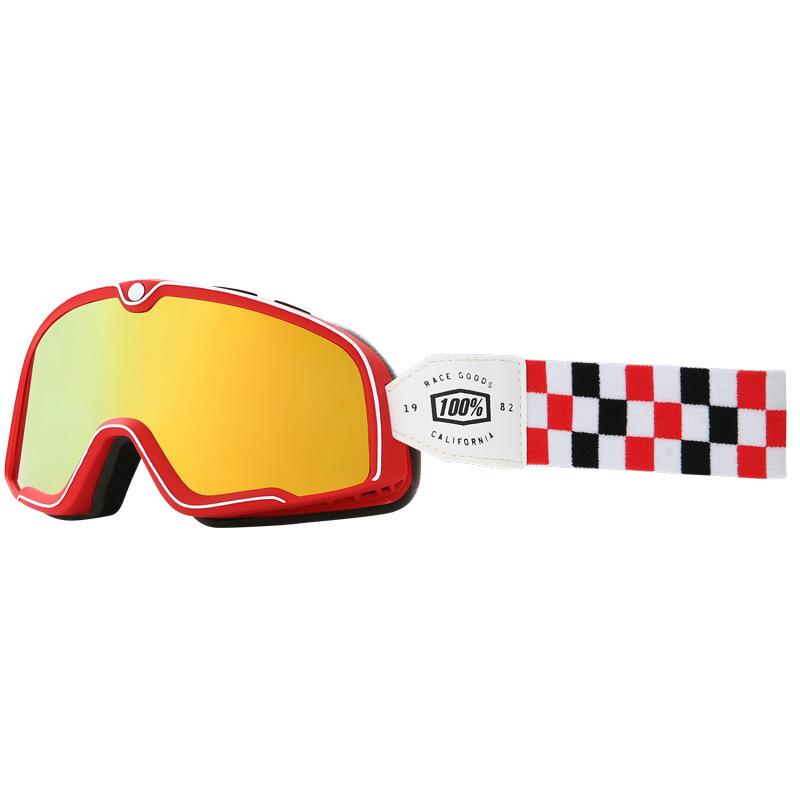 New Off-Road Motorcycle Goggles Harley Style Windproof Dustproof Glasses Retro Goggles/MT09 Red box+Red film