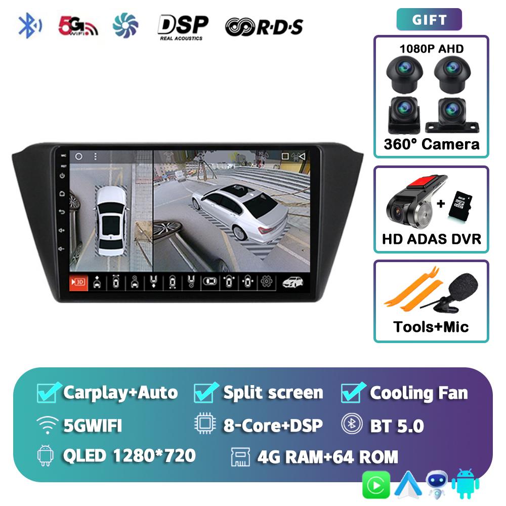 Android 14 Carplay Auto WIFI+4G Car Radio For Skoda Fabia 3 III 2014 2015 2016-2020 Multimedia GPS Player Stereo 2din Head Unit