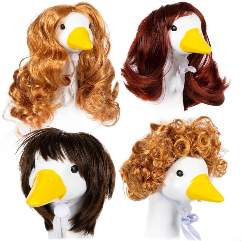 

4pcs Geese Themed Pet Wigs Soft Polyester Headdress Comfortable Animal Costume Accessories For Holiday Parties