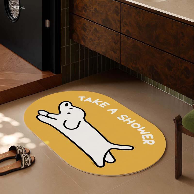 Tappetino da Bagno per Animali in Fango Diatomaceo Ovale Cartoon - Antiscivolo e Assorbente