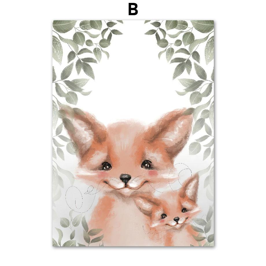 

Сова, лес, медведь, олень, лист, скандинавские мультяшные животные, настенное искусство, холст, картины, постеры и принты, картины, дети, декор детской комнаты 21x30cm No Framed