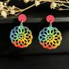 Colorful Hollow Wood Stud Earrings: European & American Fashion, Versatile & Trendy