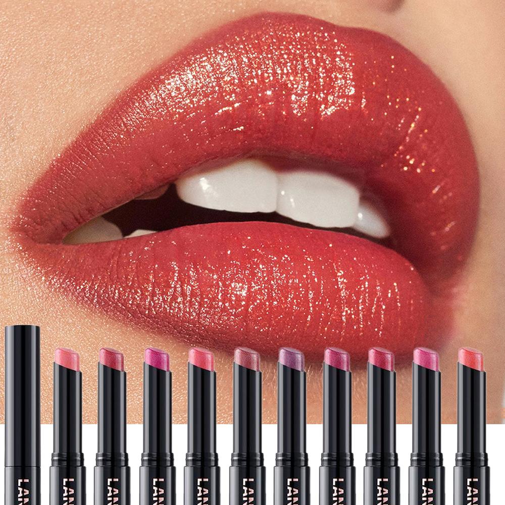 10-Color Lipstick Pearl Glitter Lipstick Moisturizing Nude Lip Glaze Highly Pigmented Long Lasting Non-stick Cup Velvet Lip Gloss Gift for Christmas