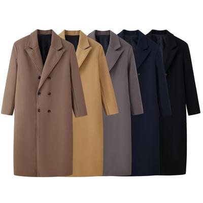 Womens Long Wool Blend Coat Double-Breasted Oversized Street Style In 5 Colors