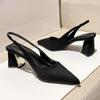 Černé sandály Ženy Letní móda Dámské Sandály Špičaté lodičky Ženy Boty Kancelářské šaty Boty Sexy Vysoké boty na čtvercovém podpatku