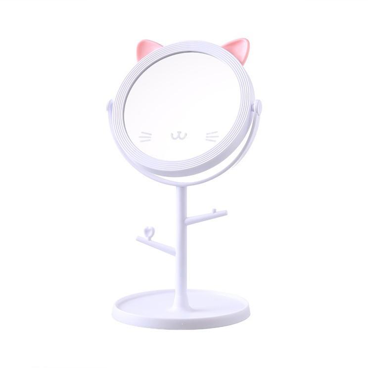 Cat Ear Vanity Mirror High-Definition Tabletop Rotatable Makeup Mirror Creative Princess-Style Mirror for Girls' Dressing Table