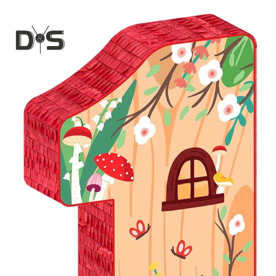 Piñata zum 1. Geburtstag, Pilz-Piñata mit Stab, Augenbinde und Konfetti, Geburtstagsparty-Dekoration für Jungen und Mädchen, Kinder, Babyparty, Jubiläumsfeier