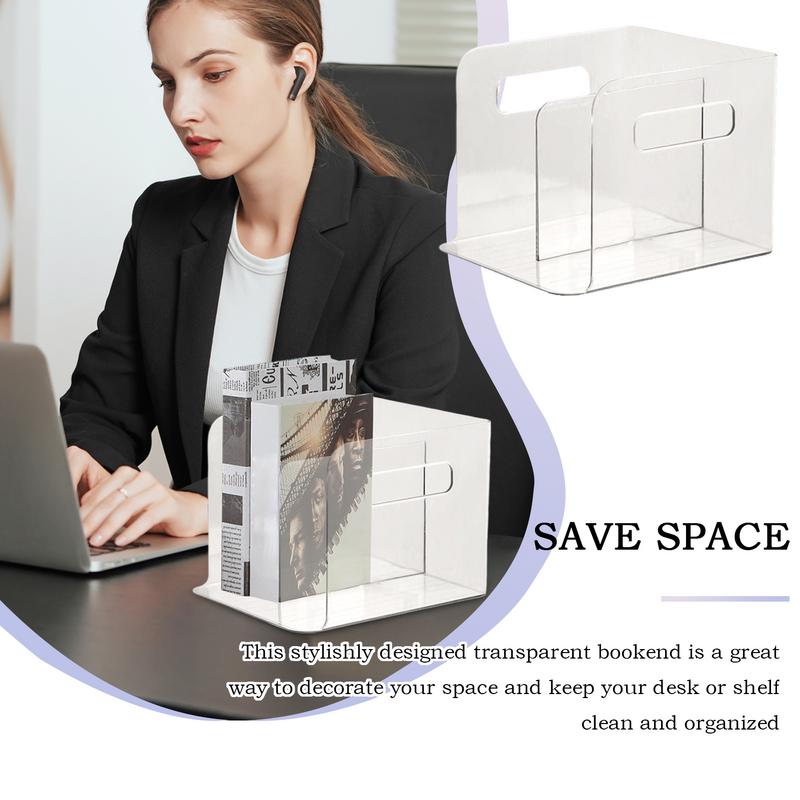 Transparent File Classifier Sturdy Desk File Organizer Bookshelf Document Storage Holder for Letter Recipe Home Office Supplies