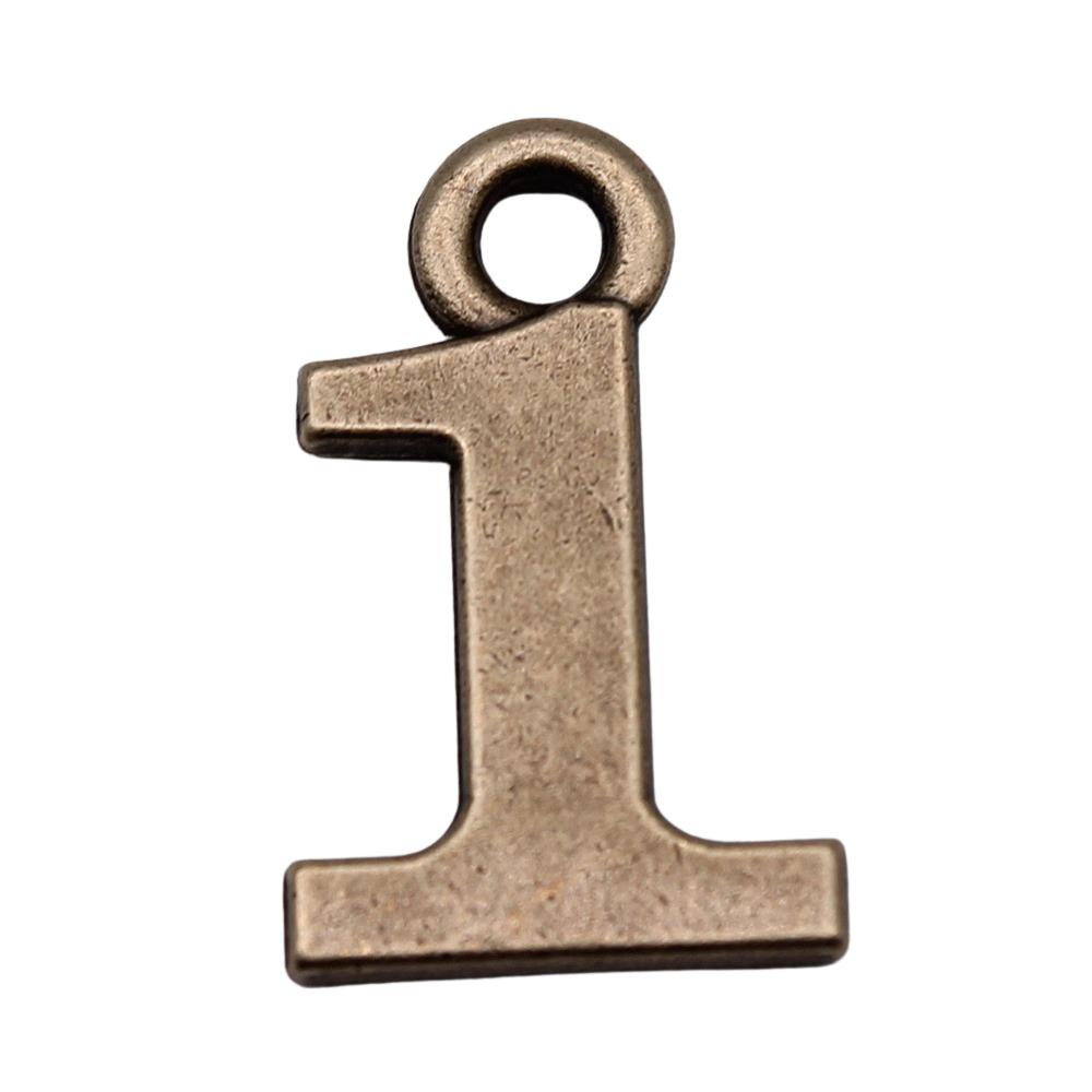 

10шт Номер 1 Амулеты Амулеты Античная бронза Цвет Цинковый сплав 26X16mm