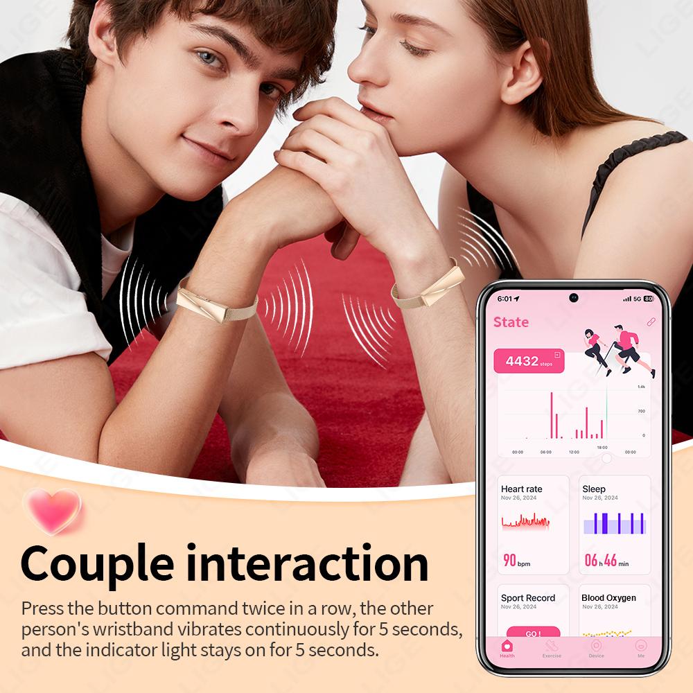 Stylish Women's Smart Jewelry Bracelet Men Remote Camera Control Pedometer Sports Heart Rate Health Smart Watch Ladies Gift