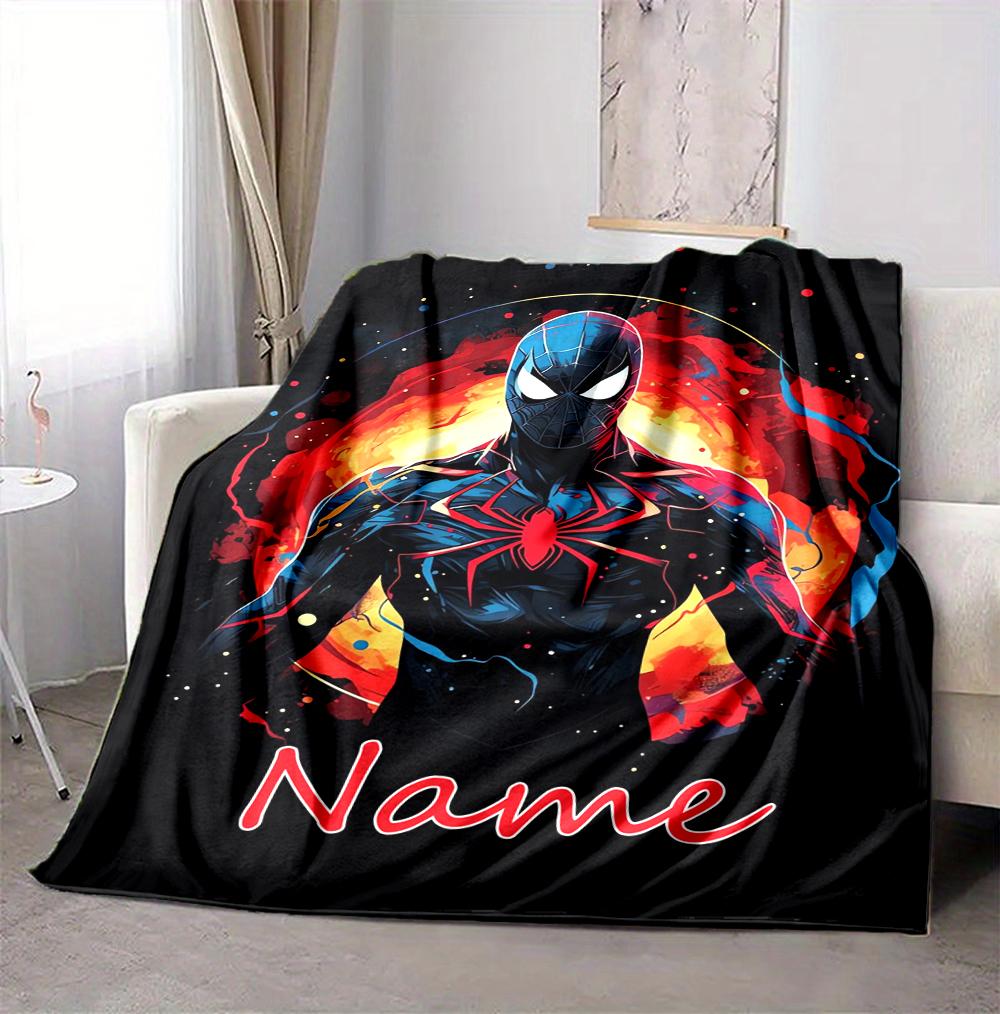 Custom Name Spider-Man Adventures Flannel Blanket Throw Blanket Soft Warm Sofa Bed Decor Unique Gift