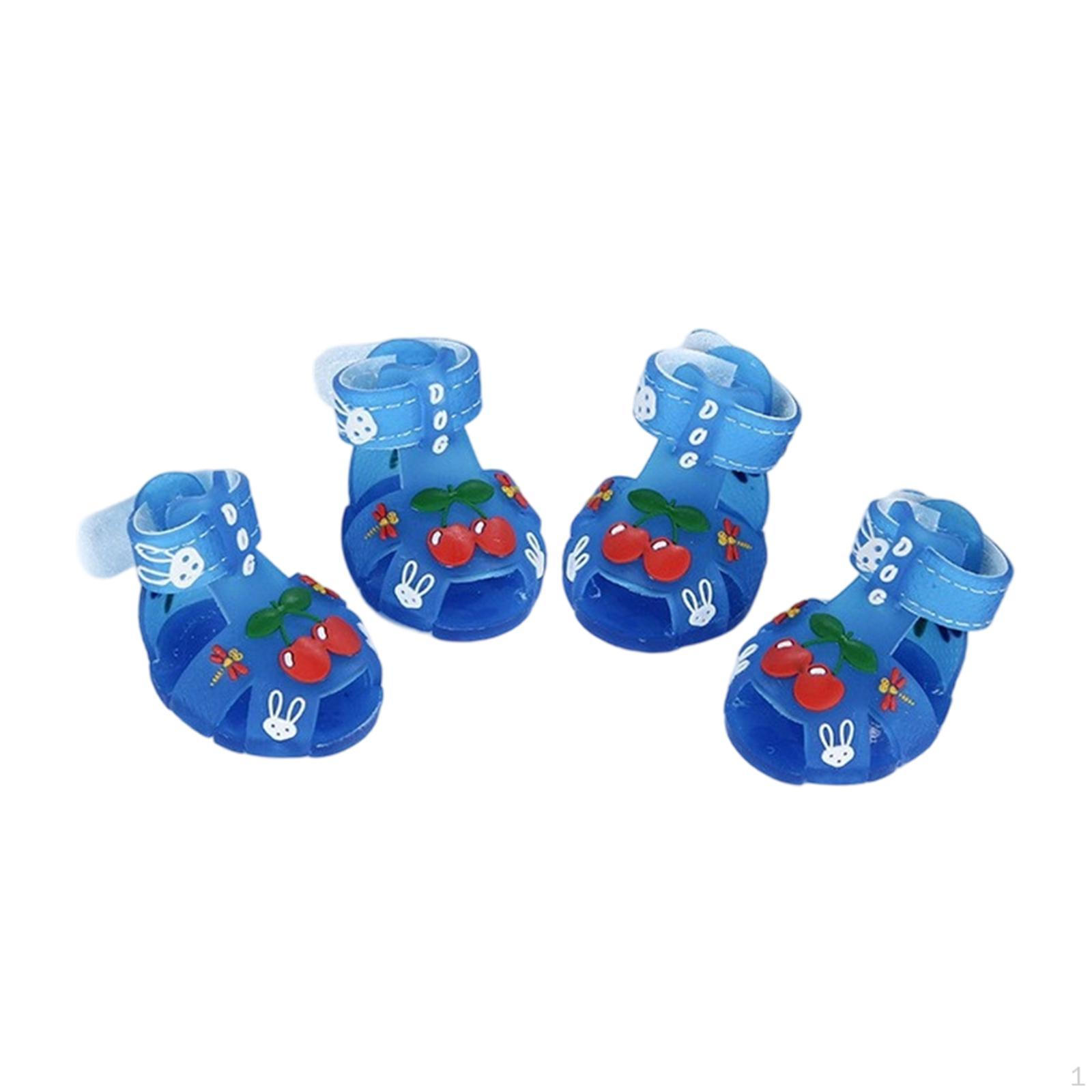 

4 Sandals, Dog Shoes, Booties, Non-Slip Pet Boots for Indoor Use, Puppy Paw Protectors Walking синій