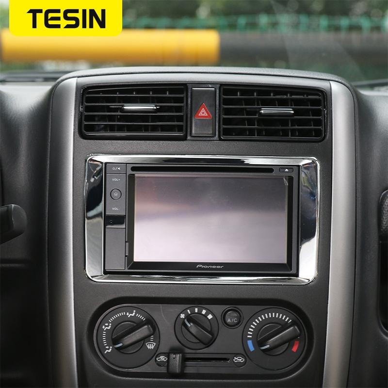 TESIN ABS Dashboard Console GPS Navigation Decoration Frame Cover Trim Stickers For Suzuki Jimny 2011-2017 Interior