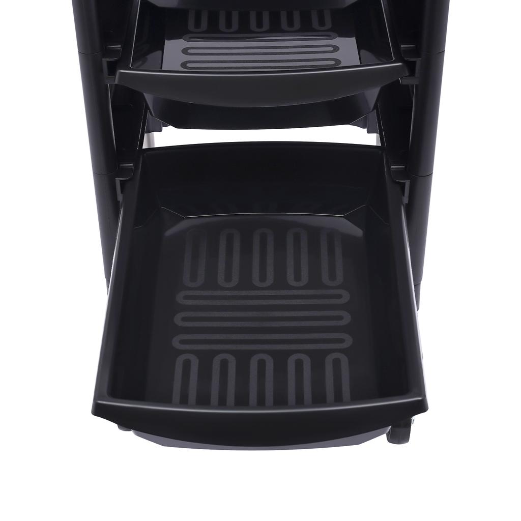 5 Drawers and 2 Hair Dryer Holder Side Tray with Anti-slip Strip&360° Rotatable Wheels,Black Salon Trolley On-the-Go Organizer
