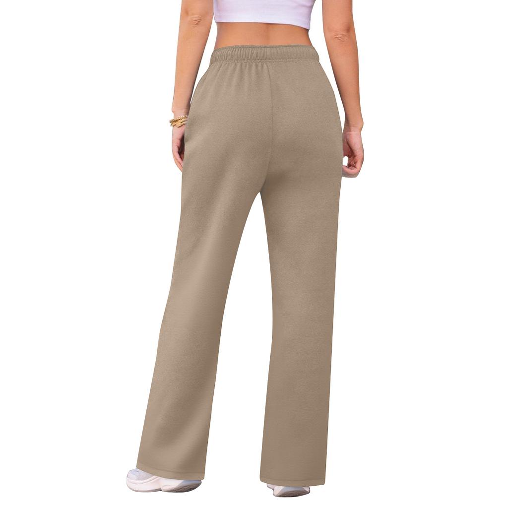 Women's Wide Leg Track Pants Fleece Lined Loose Straight Casual Pants  Sports Jogger Pants With Pockets