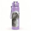 1PC Small White Fluffy Dog Pet Print 750ml Color Plastic Sports Water Bottle Leakproof Flip Straw Lid Suitable for Sports Office Home Use