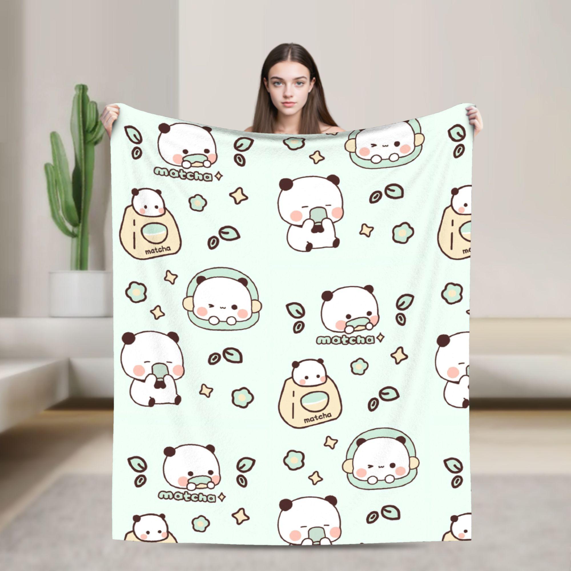

Cartoon Panda Bubu Dudu Blankets Fleece Print Portable Lightweight Thin Throw Blanket for Bed Office Rug Piece 100x150cm