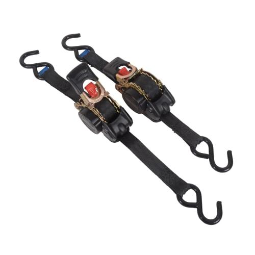MOTO4U Automatic Tie-Down Belts, Set of 2, 25mm x 3m, Ratchet Belts, Secures Cargo, Secures Cargo