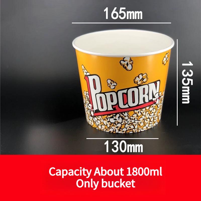 Large Capacity Popcorn Bucket Disposable Food Grade Paper Bucket Thickened Packag Box for Cinemas Oil Proof and Leak Proof Snack Packaging Container
