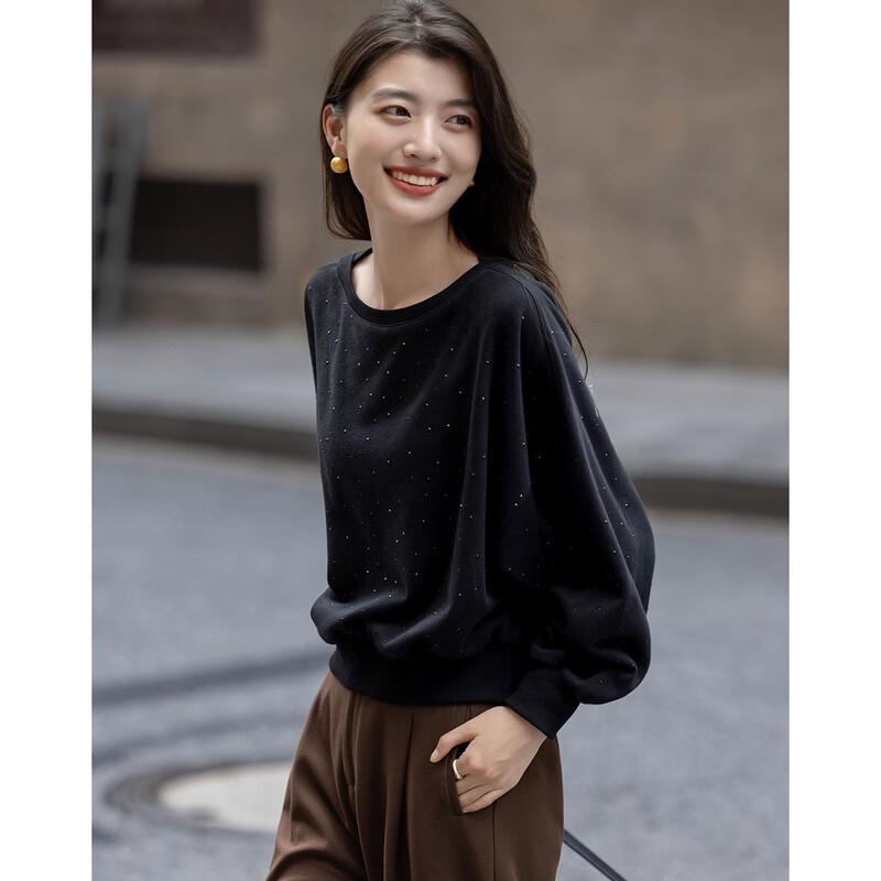 Demana Cloud Oxygen Cotton Sequin Round Neck Sweatshirt