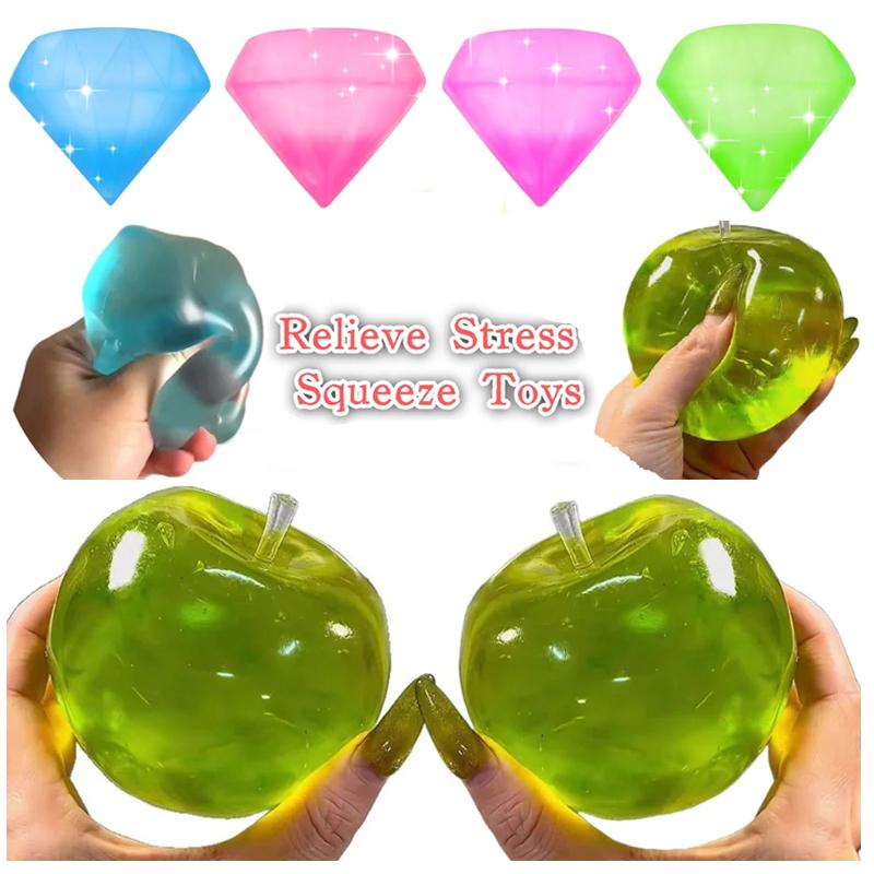 Squishy Green Apple Stress Ball Soft Fidget Sensory Toy for ADHD Autism Slow Rebound Squeeze Toy for Adults Christmas Gift