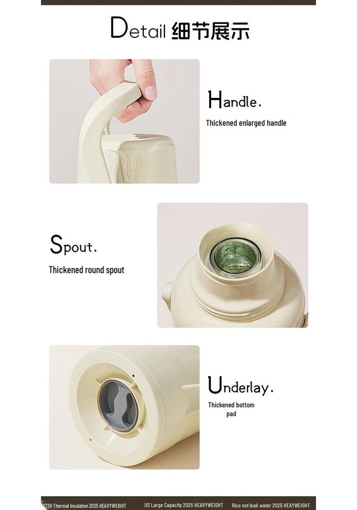 Large Capacity Glass Thermos Bottle with New Insulation Liner - Ideal for Dorms and Home Use